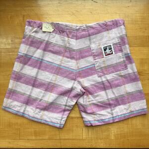 Deadstock Vintage Stoked Shorts Youth Large Skate 1980s Pink New USA Drawstring
